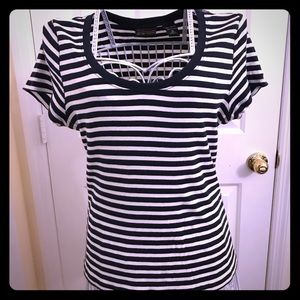 NY & Co. Navy & White Striped Nautical-Look Top